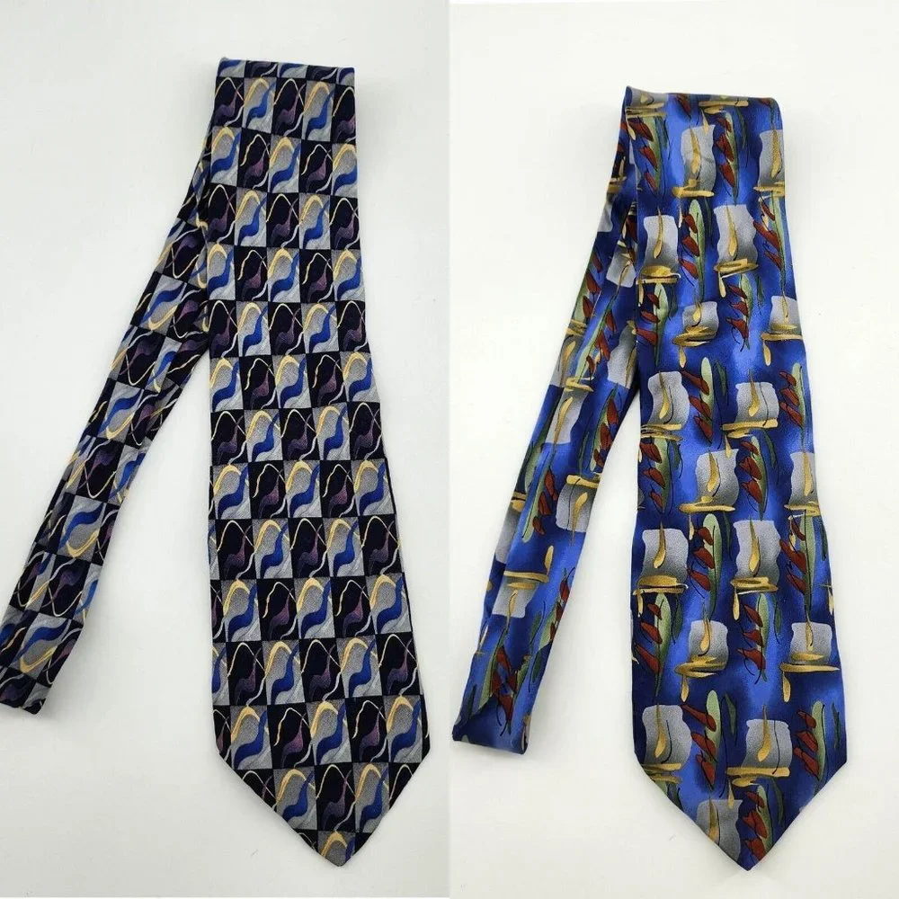 Lot of 2x J. GARCIA Men's Silk Necktie Warthog Glasses Limited Ed. Geometric - Picture 1 of 10
